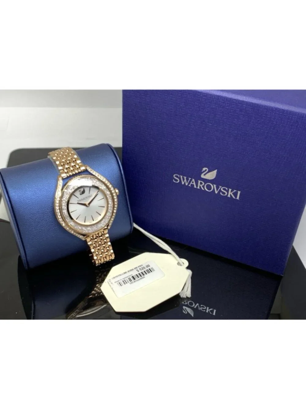 Swarovski Crystalline Aura Women's Watch Swiss Quartz Rose Gold Steel 36mm